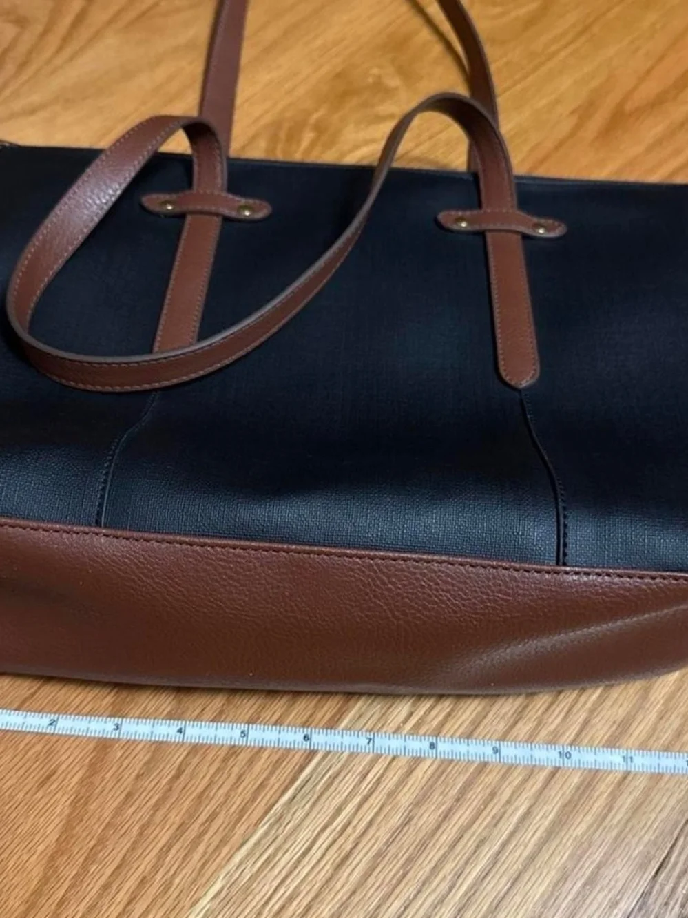 Fossil Black Tote with Brown  Logo Patch